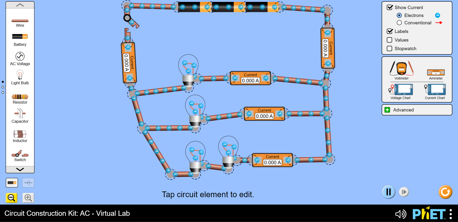 Screen shot of a parallel circuit