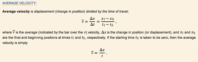 average velocity equations